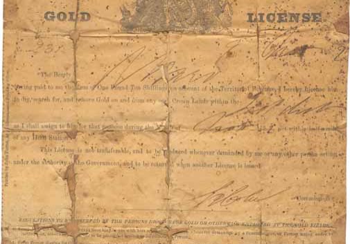 Gold License, 1852 Federation University Historical Collection.
